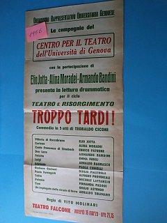 Emma Fedeli Locandina Della Commedia Troppo Tardi 1955