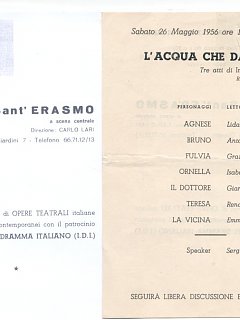 Emma Fedeli Locandina L Acqua Che Da Sete Teatro 1956