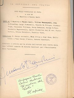 Armando Bandini Compagnia Teatro Comico Moderno Copione Della Commedia Il Mestiere Del Teatro 1965