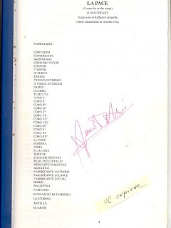 Armando Bandini Copione Della Commedia La Pace 1992