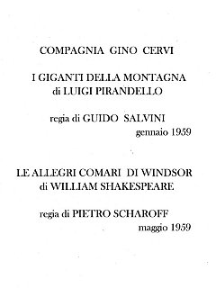 Armando Bandini Frontespizio Di Commedie Della Compagnia Gino Cervi 1959