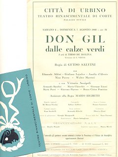 Armando Bandini Locandina Don Gil Dalle Calze Verdi Olimpico Di Vicenza 1960