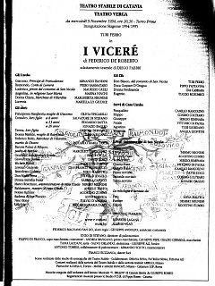 Armando Bandini Programma Di Sala2 Della Commedia I Vicere 1994