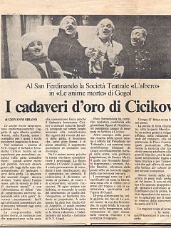 Armando Bandini Recensione Della Commedia Le Anime Morte Di Nikolaj Gogol 1984