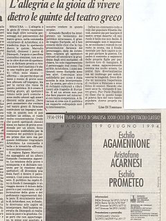 Armando Bandini Recensione2 Di Acarnesi Al Teatro Greco Di Siracusa 1994
