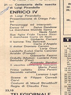 Armando Bandini Centenario Della Nascita Di Luigi Pirandello In Enrico Iv Televisione 1967